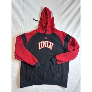 Y2K Adidas Black Red UNLV Long Sleeve Pullover Hoodie‎ Men's Large